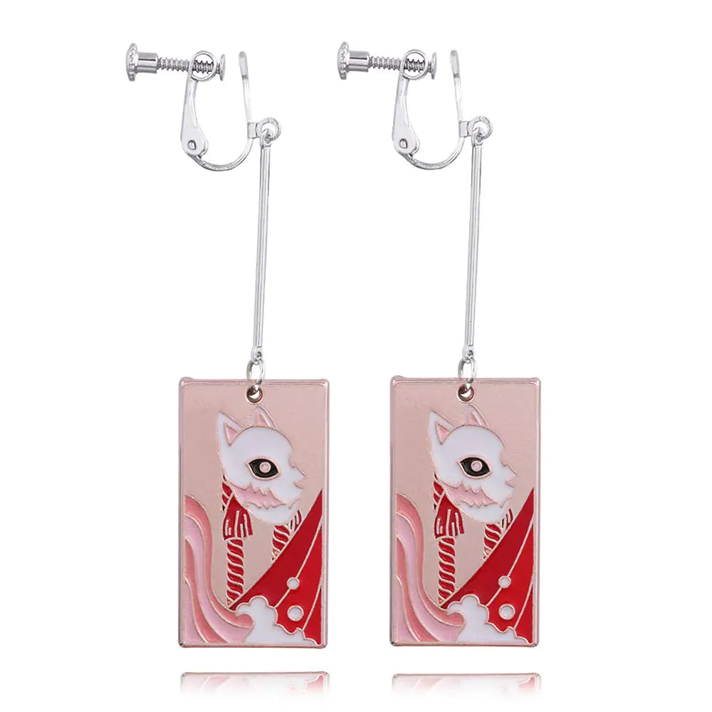 Anime Hanafuda Tanjiro Earrings - Clip-On Cosplay Accessory